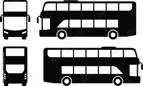 bus, transport, vehicle, doubledecker, public, transit, city, travel, silhouette, urban, coach, automobile, passenger, isolated, vector, double decker, city bus, public transport, urban vehicle, 
