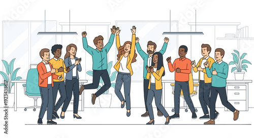 Diverse Team Celebrates Project Success