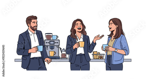 Happy Colleagues Coffee Break Chat