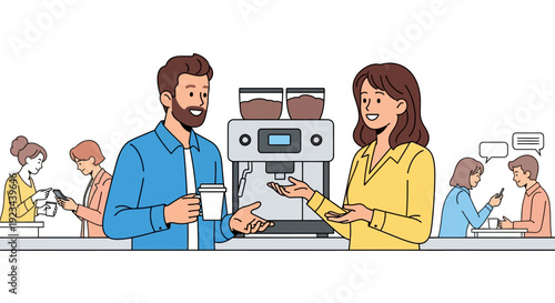 Happy Colleagues Coffee Break Conversation