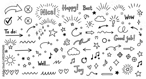 Dfhgtred emoticons and symbols decorate a joyful celebration scene with happiness