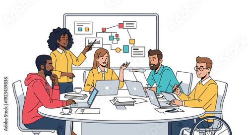 Happy Colleagues Discussing Ideas in Office