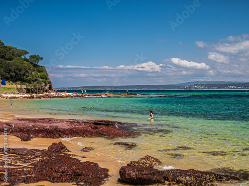 Fotografie Summer Day At High Tide Bar Beach Merimbula