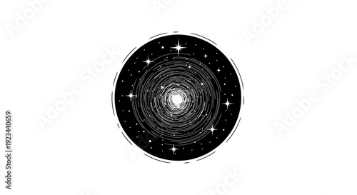 Black and white starry night circle.