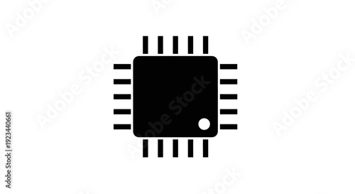 Black microchip electronic component closeup.