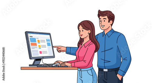 Office Colleague Guiding New Team Member