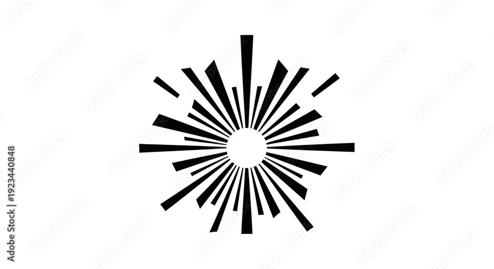 Obraz premium Black Sunburst Graphic Design Element Icon.