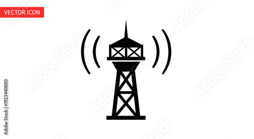 Black tower with radio waves.