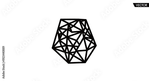 Black geometric polygon shape design element.