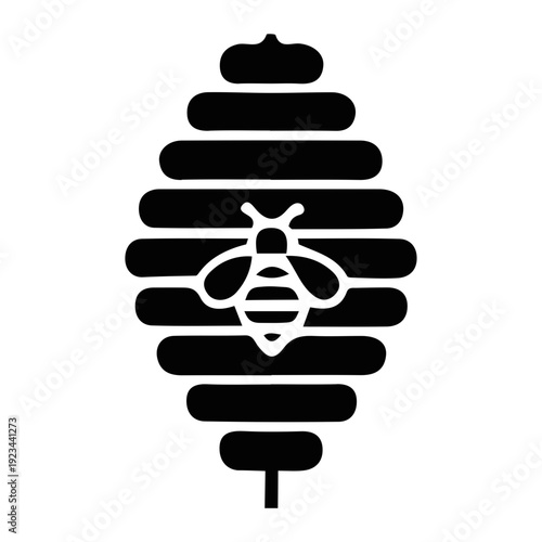 Bee Hive Icon with Bee Inside.