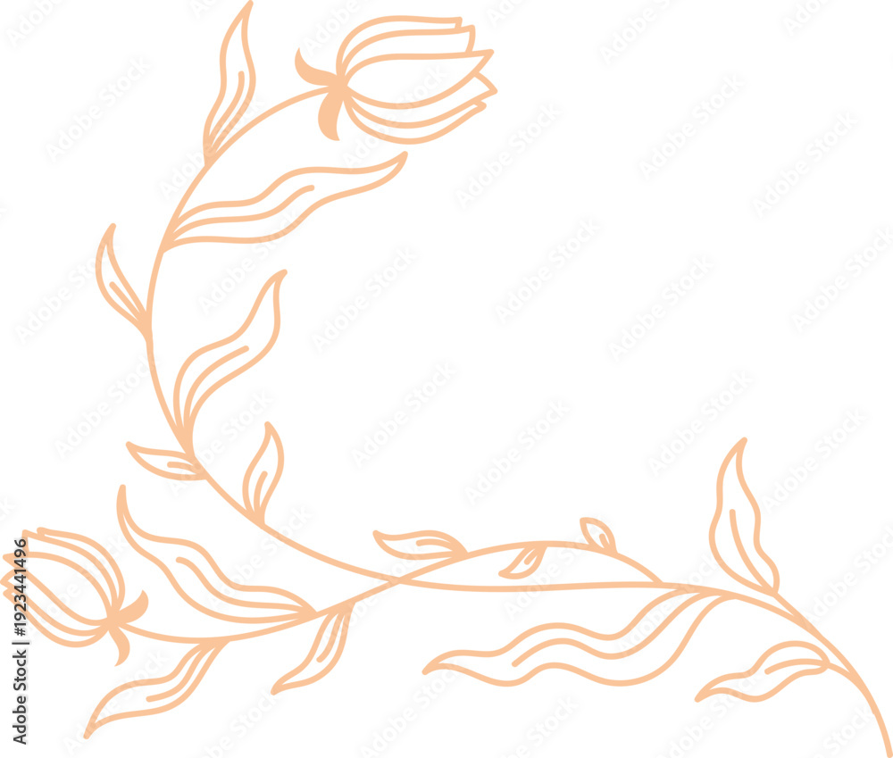 Fototapeta premium Minimal Botanical Border Vector