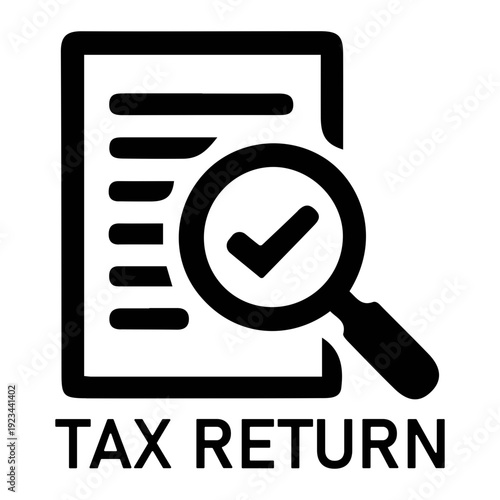 Tax Return Document with Magnifying Glass.