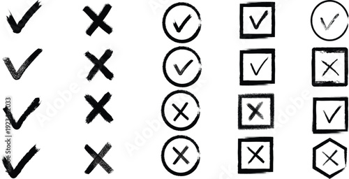 Checkmarks and x's in various symbols