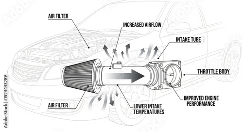 Car Engine Turbocharger Components Diagram.