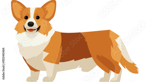 Adorable Corgi Dog A Charming 2D Flat Illustration of a Happy Canine Standing Proudly
