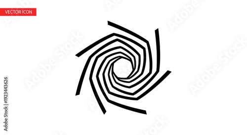 Black spiral shape with lines.