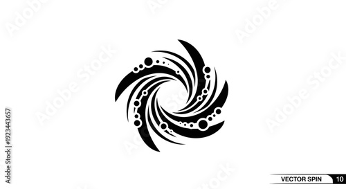 Black swirl graphic design element symbol.