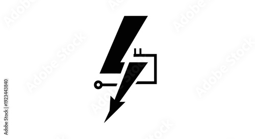 Electricity symbol with circuit line.