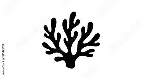 Black Coral Reef Silhouette Illustration.
