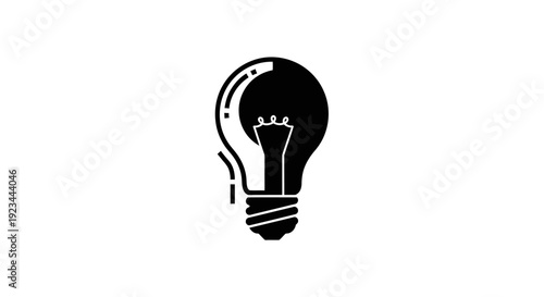 Black light bulb icon symbol.