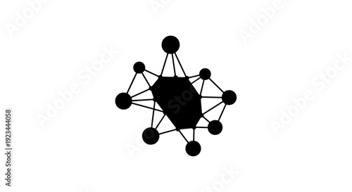 Black network node connection diagram.