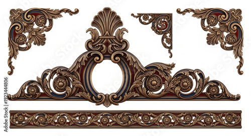 Ornate Decorative Architectural Elements with Floral Motifs.