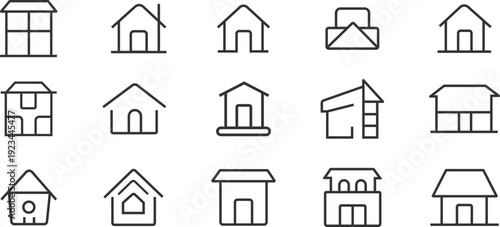 Modern and Clean real estate and property line icon set