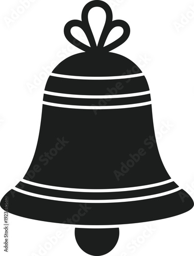 Black silhouette of an easter bell with a bow and stripes vector