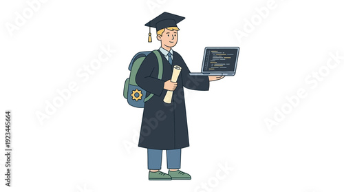 Computer Science Graduate d flat vector isolated white background