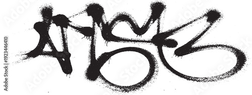 Abstract black graffiti tag on a white background urban art style.