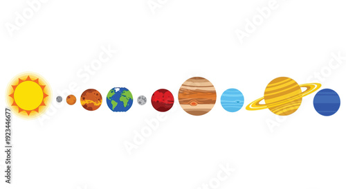 Colorful Illustration of Solar System Planets.