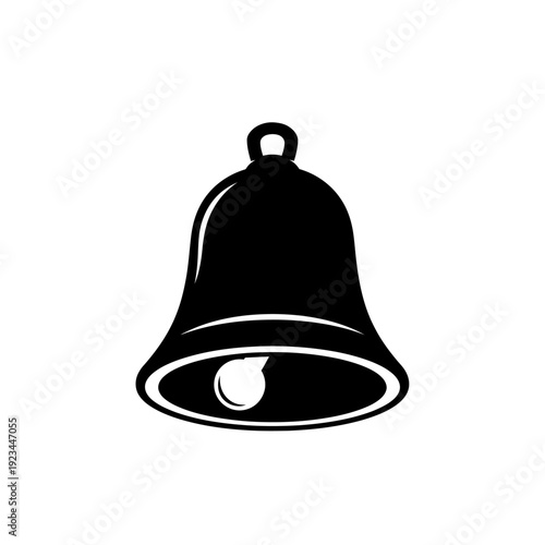 Black Bell Icon With Clapper Inside.