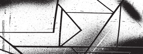 Abstract geometric pattern with grunge texture in black and white.