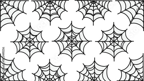 Seamless spider web vector pattern, Halloween cobweb background illustration for spooky decor, textile print, wrapping paper, digital design gothic ornament