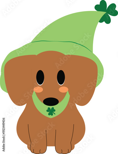 St. Patrick's Day Puppy in Green Leprechaun Hat