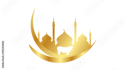 Eid al-Adha Sacrifice Concept with Golden Mosque
