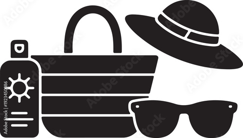 beach accessories icon summer vacation essentials vector illustration