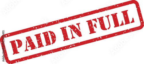 A bold red rubber stamp impression with a distressed texture clearly states the phrase PAID IN FULL