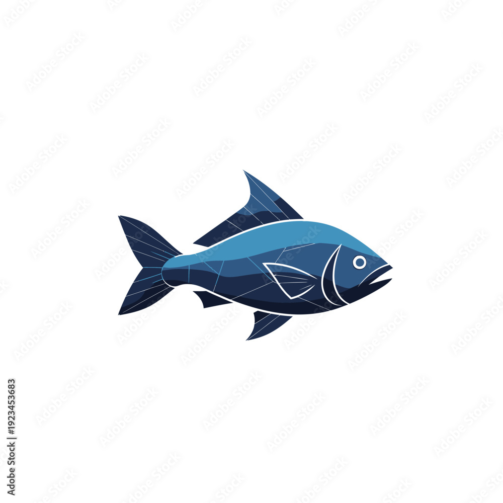 Obraz premium Blue fish with white lines.