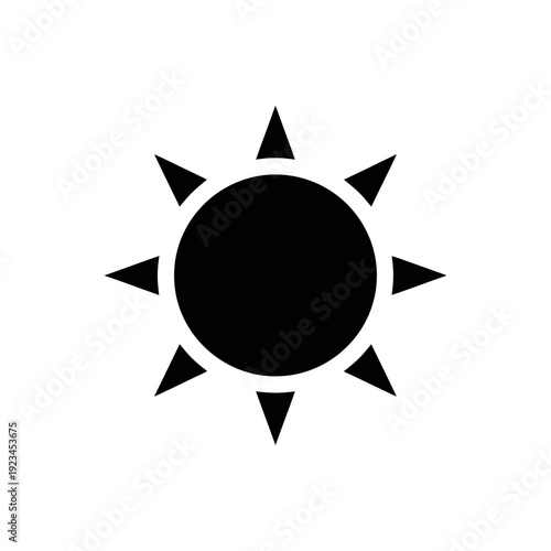 Black sun icon with rays.