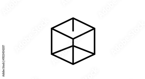 Wireframe 3D cube geometric shape.