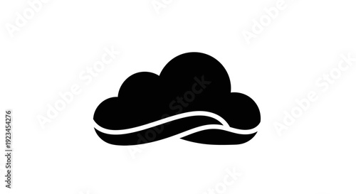 Black Cloud Icon With White Line.