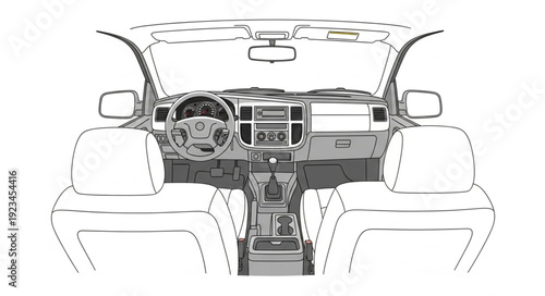 Car Interior Dashboard View Illustration.