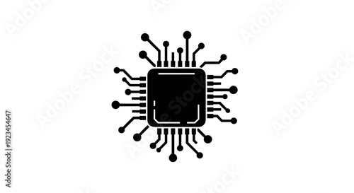 Microchip with connecting pins closeup.