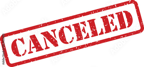 A distinct red rubber stamp displays the word CANCELED with a grunge texture effect on a white isolated background