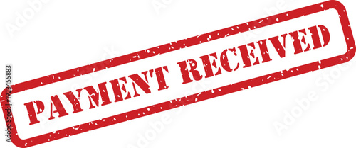 A distinct red rubber stamp impression with a grungy texture clearly marks the message PAYMENT RECEIVED