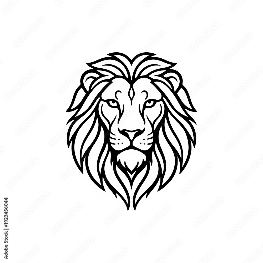 Fototapeta premium Majestic lion head outline illustration for premium branding.