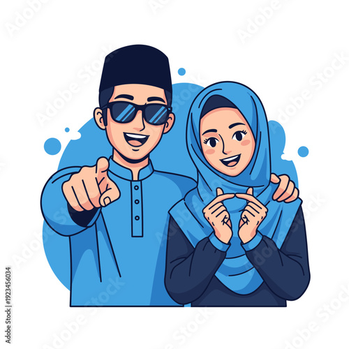 Cartoon illustration of a businessman and businesswoman having a meeting in the office