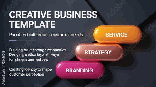 Creative business presentation template with service strategy and branding layout design