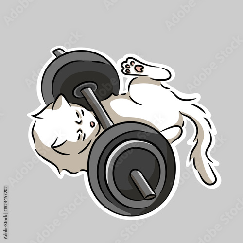 Cat exercising, meme illustration eps